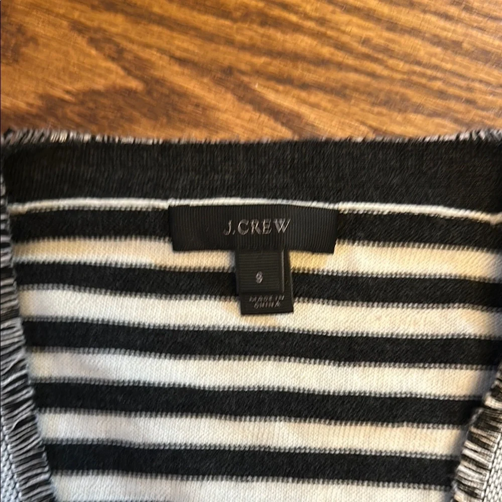 GUC J. Crew Black and White Striped Cardigan Sweater; S - Picture 3 of 6